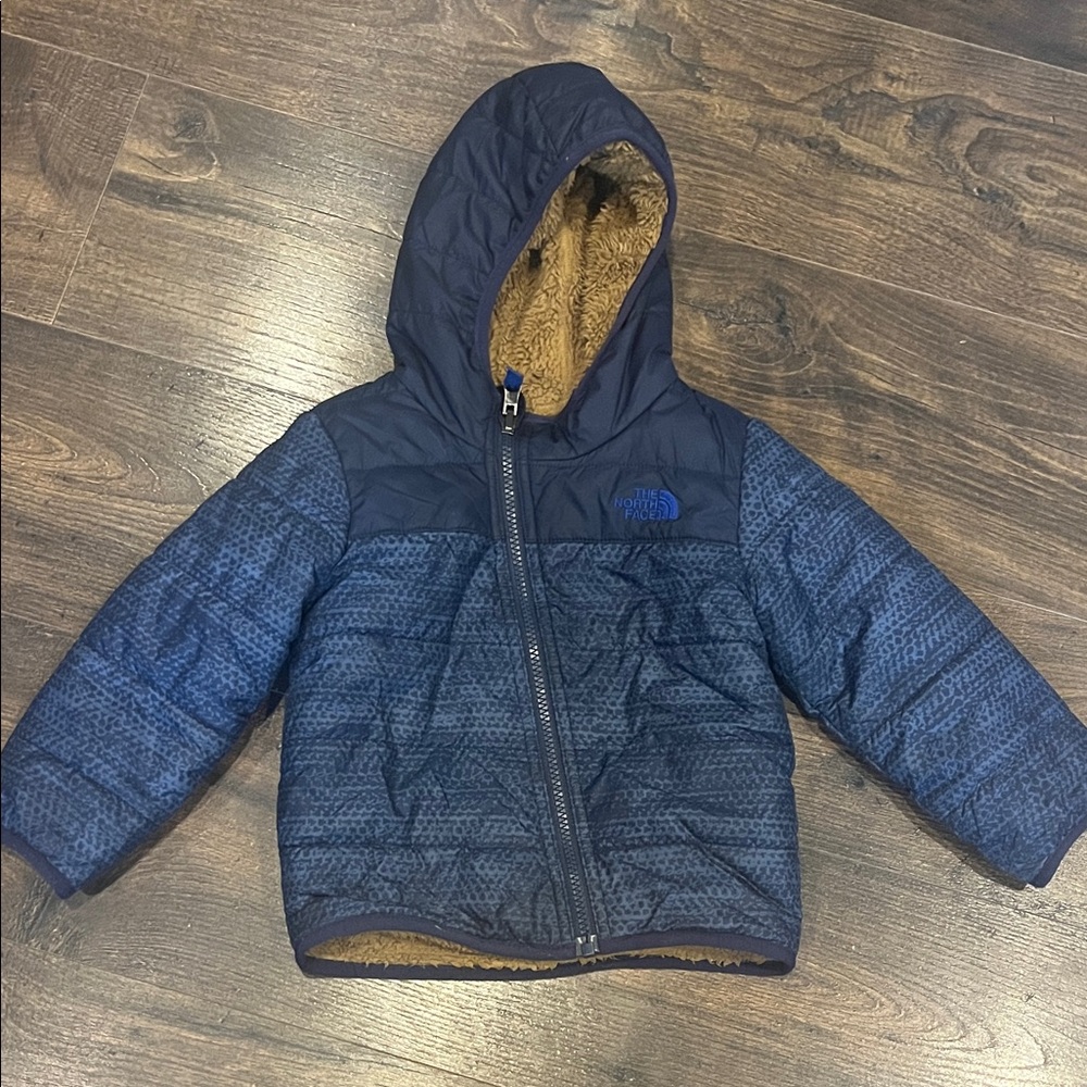 The North Face Navy and Brown Reversible Hooded Jacket